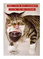 Verjaardagskaart kat met wijnglas